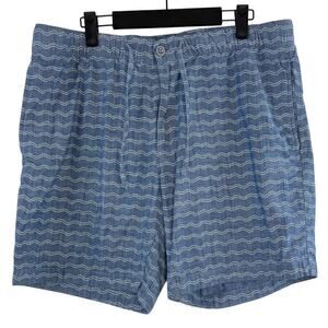 Bonobos Men's Shorts Size 35 Blue Chambray Elastic Waist 7" Casual Resortwear